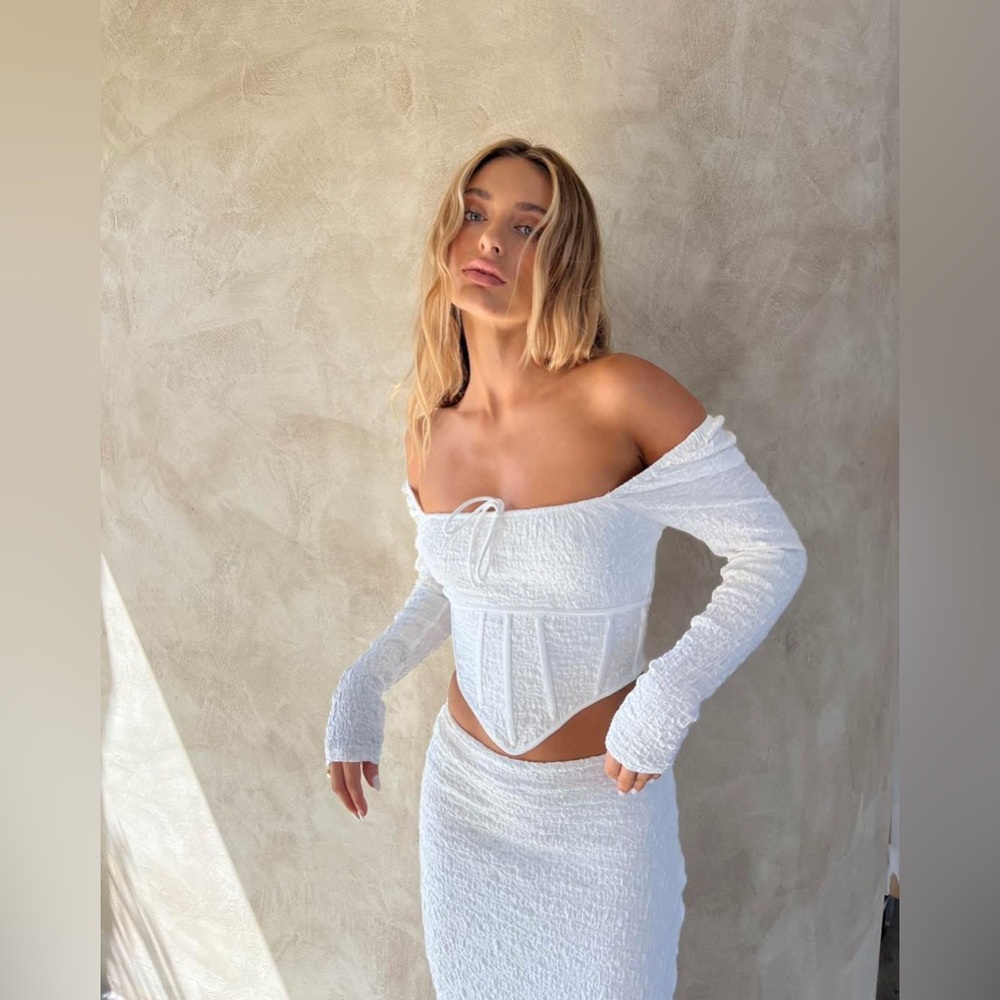 SABO Shelton Off Shoulder Corset Top White Size Small Coquette Bridal - Picture 2 of 8